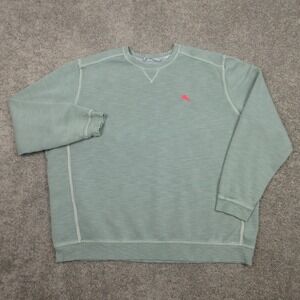 Tommy Bahama Sweater Mens 3XLT Green Knit Crewneck Marlin Logo Pullover